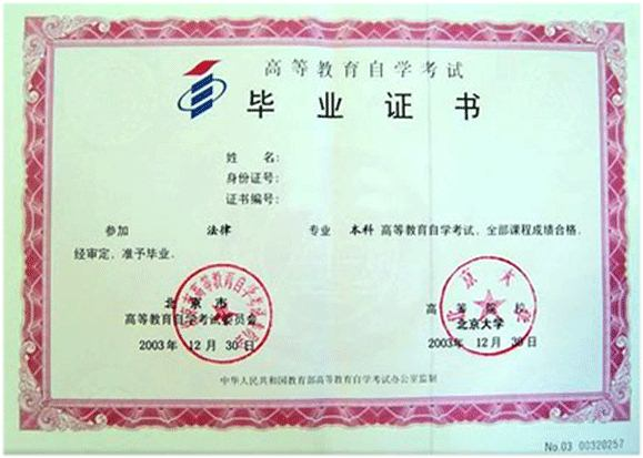 歷年自考本科證書樣本長什么樣？