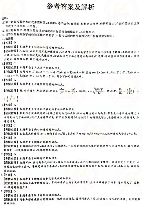 2021年成人高考高起本理化綜合真題及答案(已公布)！-6