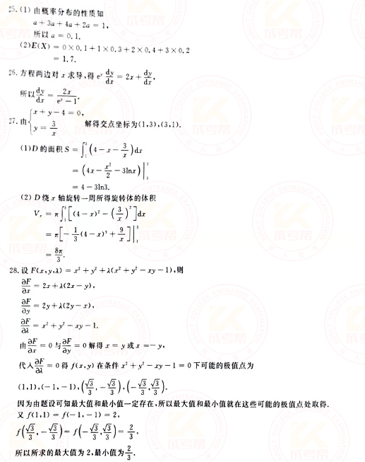 2021年成人高考專升本高數(shù)(二)真題及答案！-8