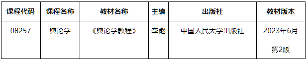 內(nèi)蒙古招生考試信息網(wǎng)：關(guān)于我區(qū)高等教育自學(xué)考試“輿論學(xué)”課程考試教材調(diào)整的公告